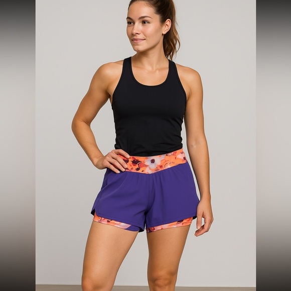 Tek Gear Size Medium Purple Athletic Activewear Shorts with Attached Spandex. - Picture 1 of 6